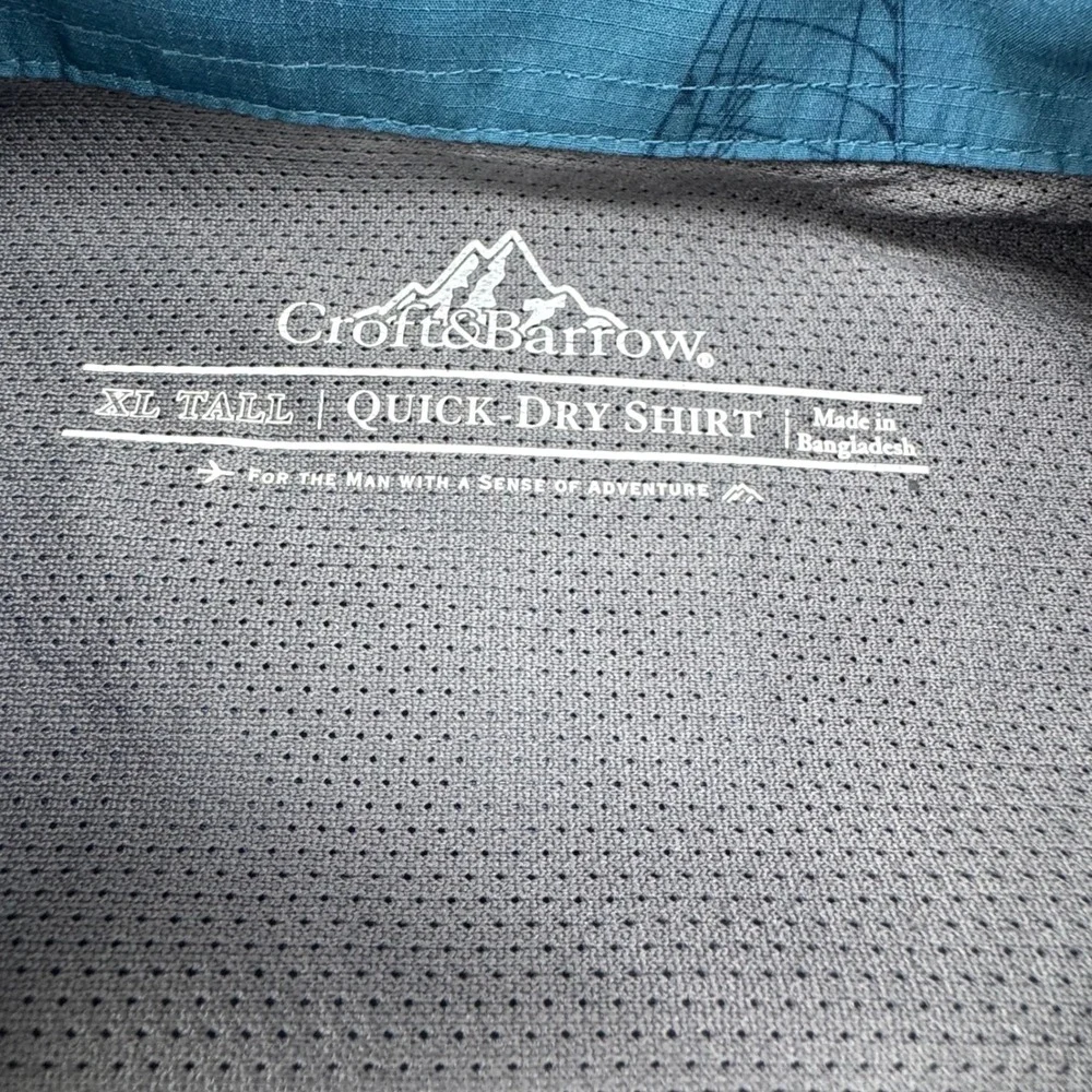Croft‎ & Barrow Quick Dry Shirt Mens XL Tall Blue Good Nautical Sailboat Ripstop